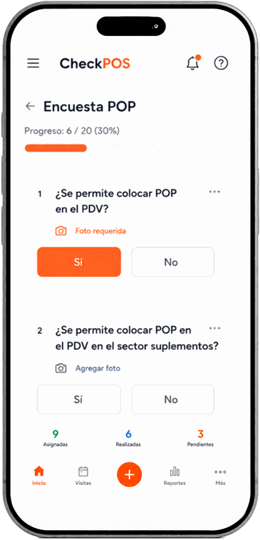 Encuesta de relevamiento en punto de venta dentro de la app CheckPOS